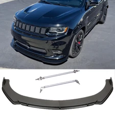 Carbon Look Front Bumper Lip Splitter Body Kits + Strut Rods For Jeep Cherokee