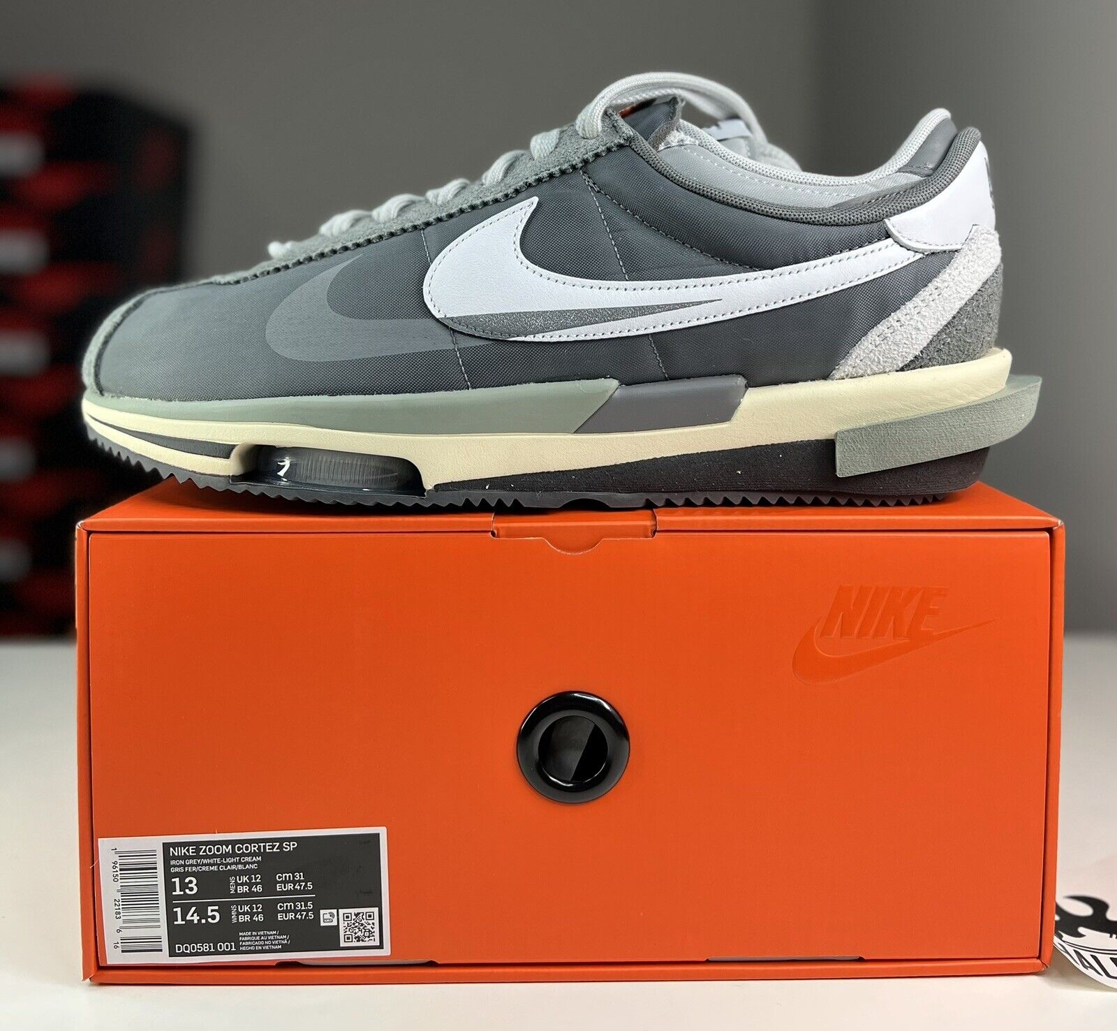 sacai × Nike Zoom Cortez Iron Grey