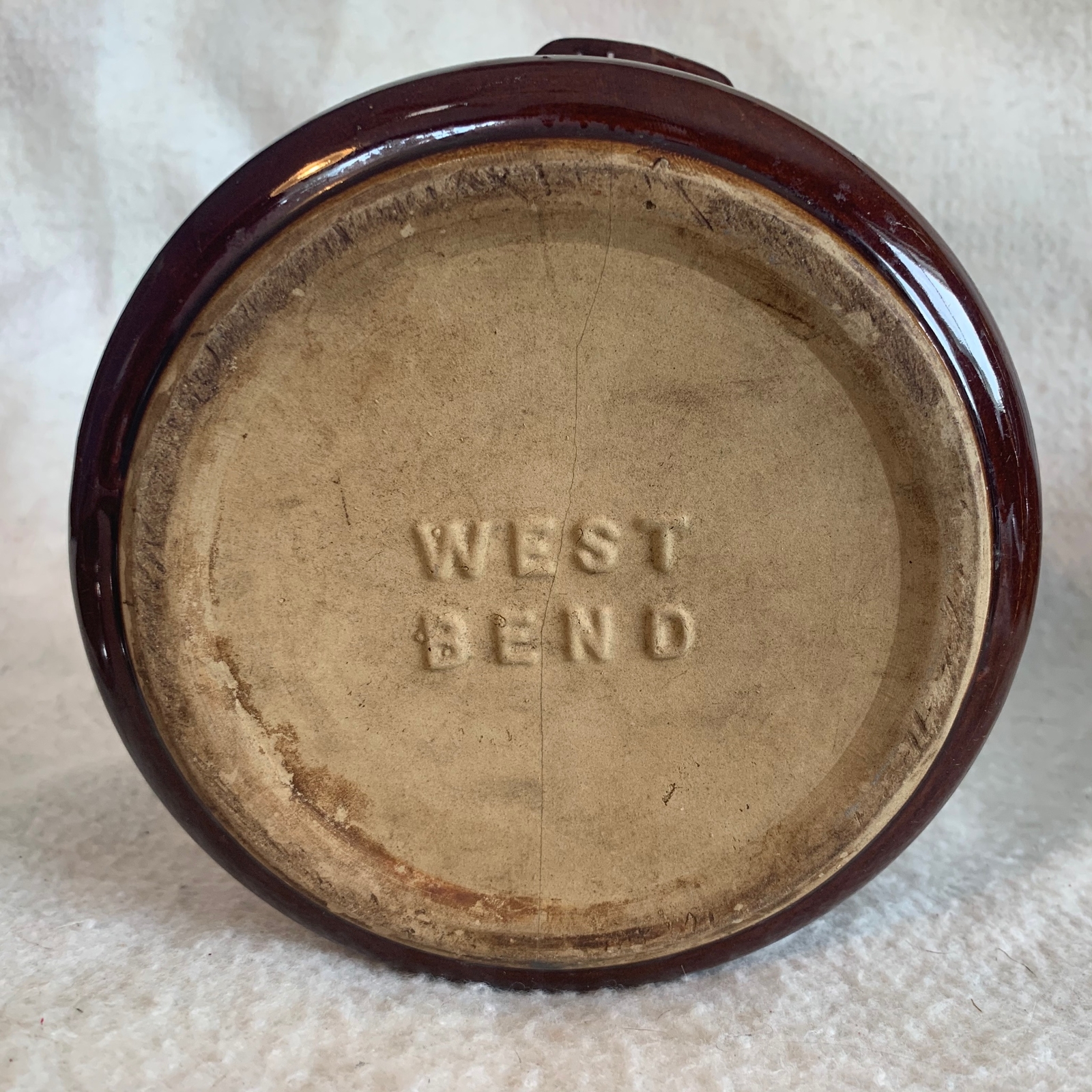 West Bend Pottery Bean Crock Pot With Lid Brown Glaze Casserole Dish 6