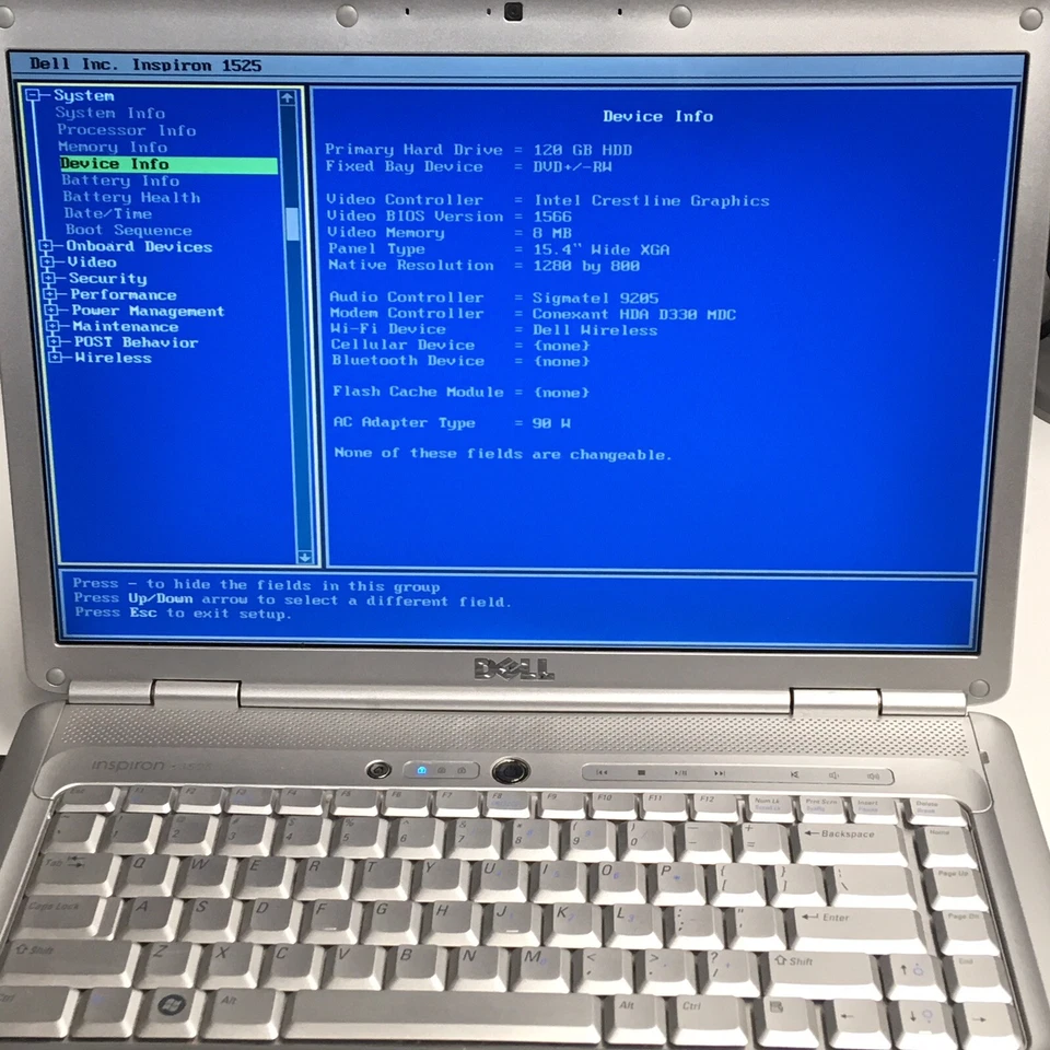 Dell Inspiron 1525 15.4" Laptop Core 2 Duo T5550 2GB 120GB No OS For Parts H2602 - Image 3 of 4