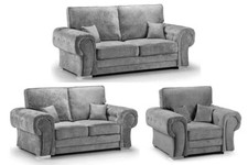 Fabric Sofa Set Grey Corner 3+2+1 Footstool Left & Right Suite Lounge - VERONA