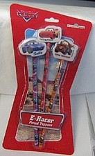 DISNEY CARS E-RACER PENCIL TOPPERS and PENCILS SET OF 3 NEW SEALED in PACK