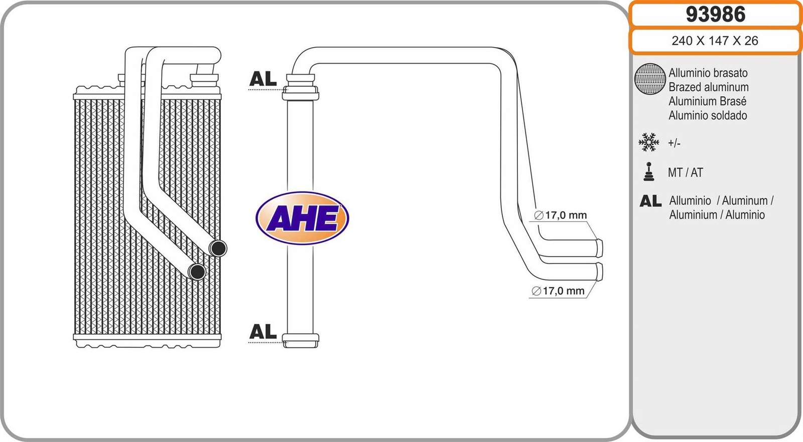 Radiateur de chauffage Peugeot 4007 et Citroën C-Crosser 2.2 HDi en aluminium thermique