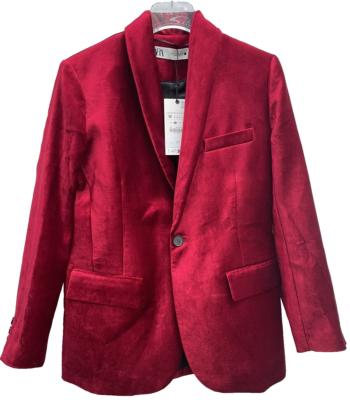 ZARA RED VELVET TAILORED BLAZER JACKET ZW COLLECTION Size M Ref 9433 885 image 3
