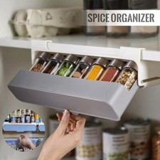 Kitchen Spice Organizer Self-adhesive Storage Rack Under-Shelf Punch-free AUS