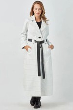 Women' Trench Coat Stylish Handmade Formal Soft Lambskin Leather White Handmade