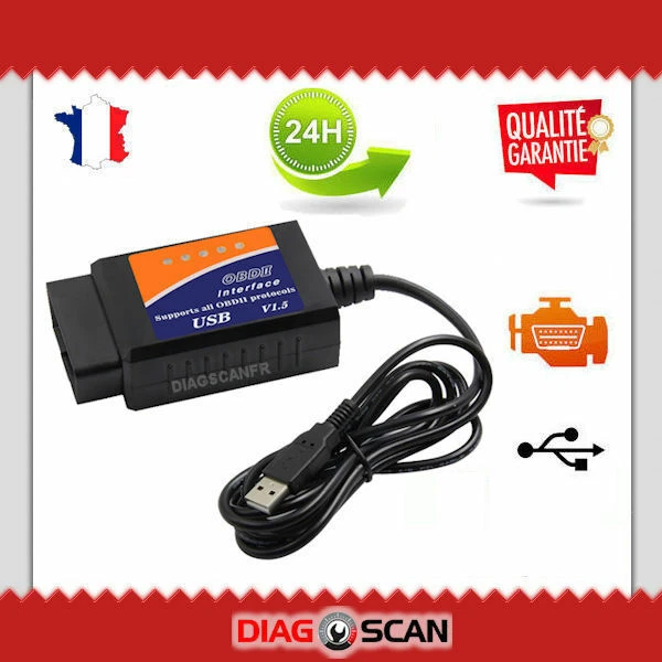 ♚ Interface ELM327 USB OBDII 100% compatible avec: Multiecuscan AlfaOBD DDT4ALL - Photo 1/1