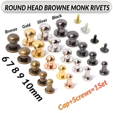 Solid Sam Brown Button Screw Studs Round Head Browne Monk rivets 4/5/6/8/10mm