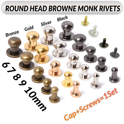 Solid Sam Brown Button Screw Studs Round Head Browne Monk rivets 4/5/6/8/10mm
