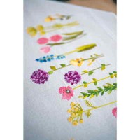 "Vervaco Tischdecke Plattstich Set \"FrüHlingsblumen\", Stickbild Vorgezeichnet, 80"