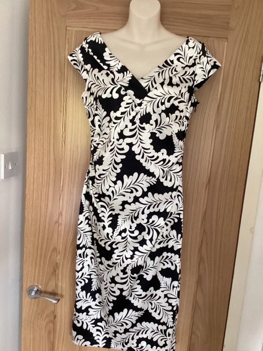 Black and White patterned occassion dress by London Times size 10 12