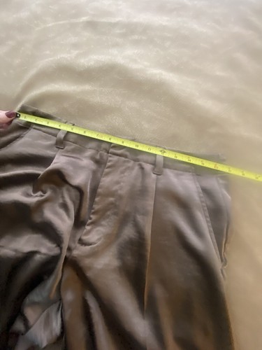 Pantalones de vestir Y2K Gap chocolate elástico satinado plisado pierna ancha tiro alto talla 10 - Imagen 6 de 8