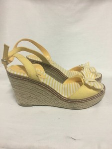 yellow peep toe wedges