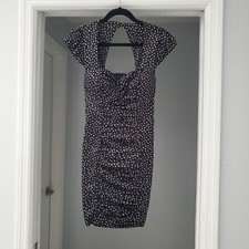 Vintage Style Guess Black & White Polka Dot Stretch Dress Size 4