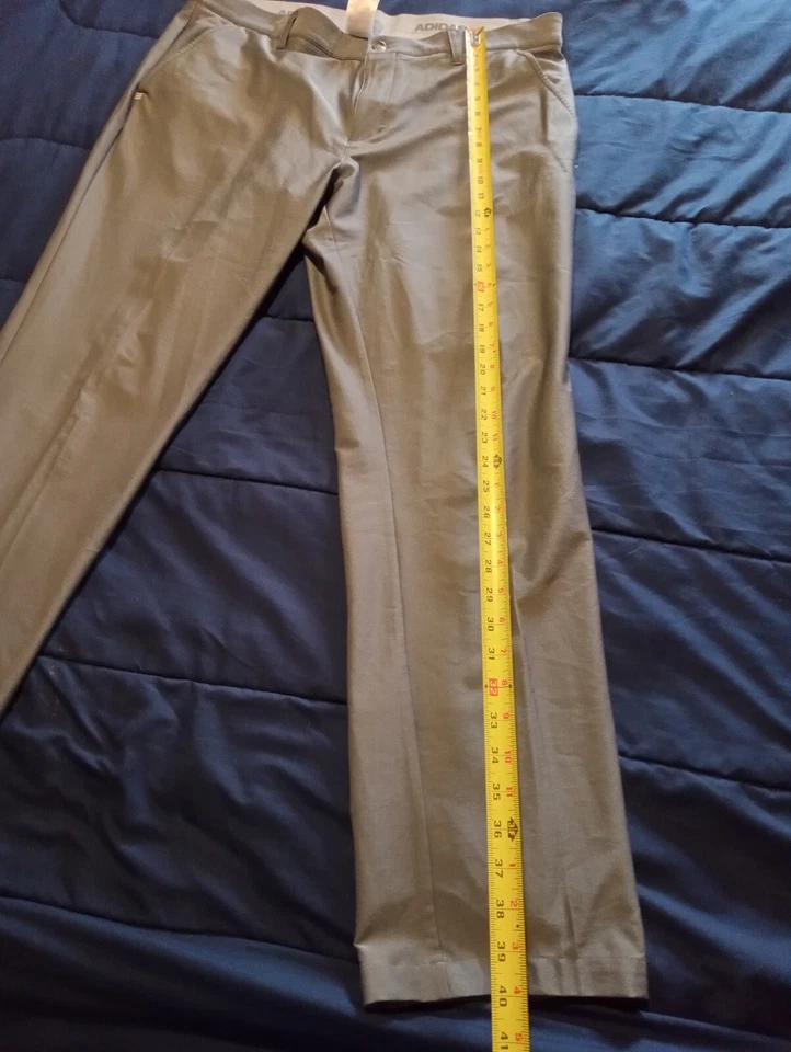 Pantalones de golf Adidas para hombre 36x32 gris frente plano ligeros pierna recta informales 1I Foto 2 de 4