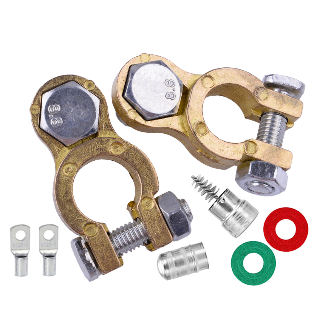 Brass Battery Terminal Positive & Negative Clamps Connectors Marine Car ...