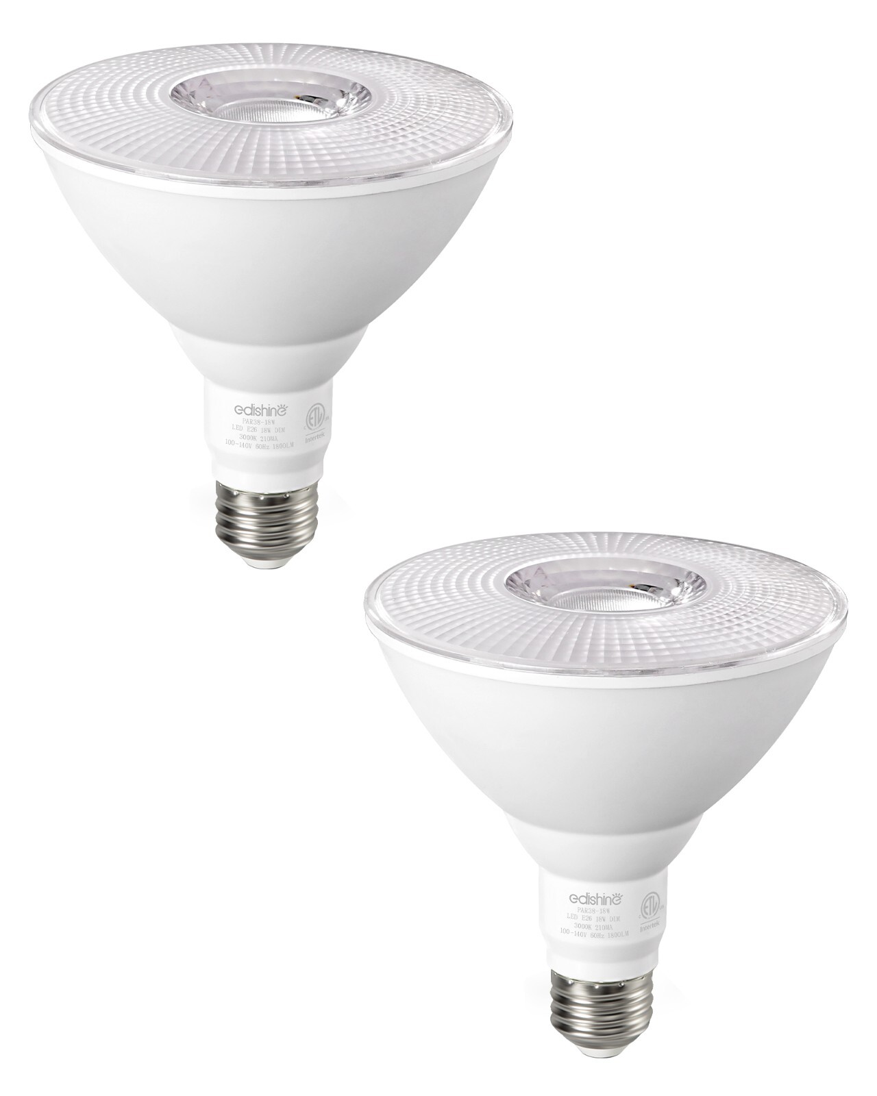 EDISHINE LED PAR38 Flood Light Outdoor Bulb 2 Pack, 3000K Warm Light 1800LM