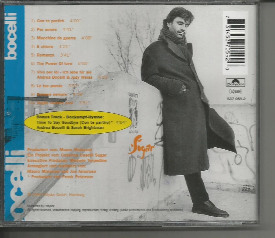 CD ANDREA BOCELLI - BOCELLI mit Bonus-Track Time to Say Goodbye - Sehr gut - Bild 2 von 2