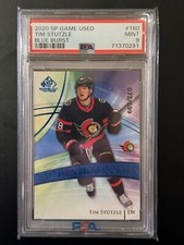 2020 SP Game Used Authentic Rookies Blue Burst Tim Stutzle #160 PSA 9 Rookie RC