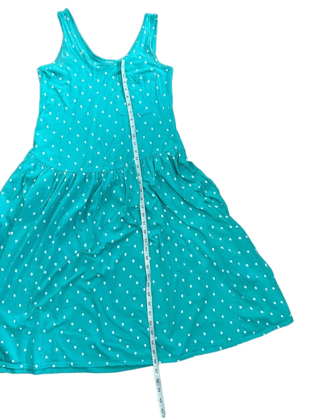 UNDERCOVER Abito Victoria’s Secret vintage turchese bianco a pois aderente e svasato etichetta oro