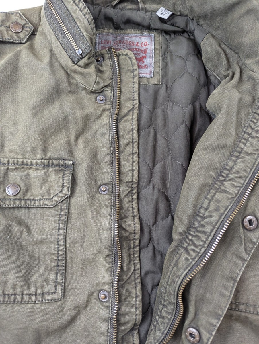 Levi Strauss Co Military Jacket Mens Size XL Green Washed