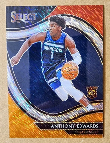 2020-21 Select Anthony Edwards Court Side Red Orange White Shimmer Prizm #300 RC
