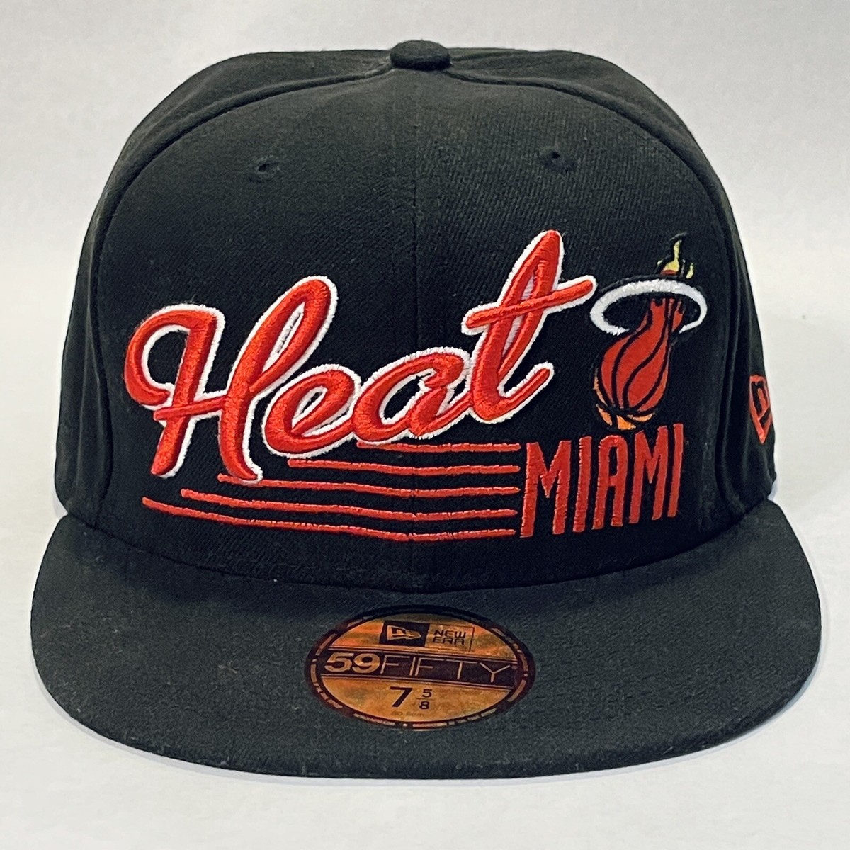 Miami Heat Hat New Era 9FIFTY Fitted Cap 5/8 Black Red NBA Basketball Mens