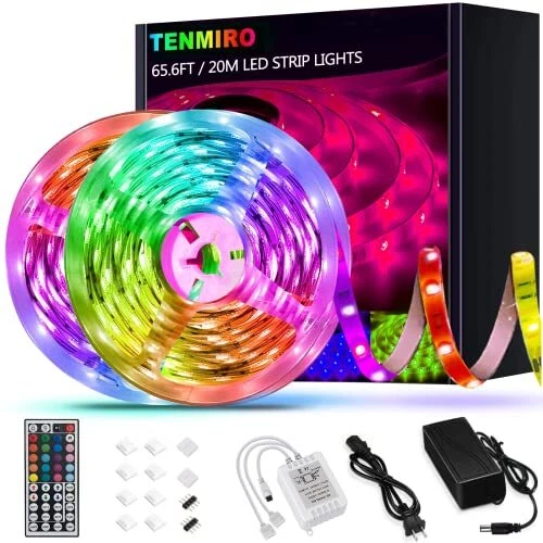 Tenmiro 65.6 ft led strip lights ultra long rgb 5050 color changing led light deals