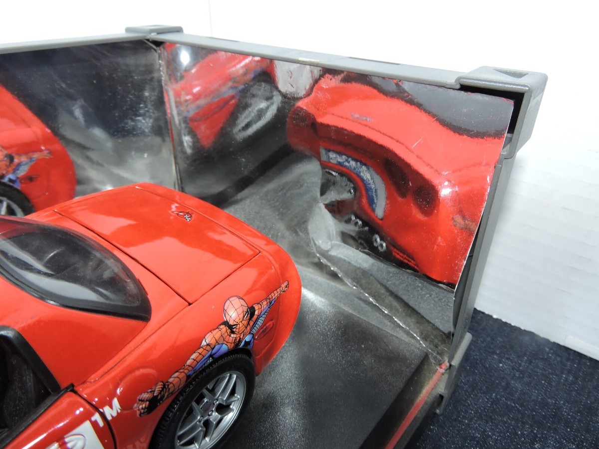 Maisto Marvel die cast Spider man Gm Corvette Z06 Red on display