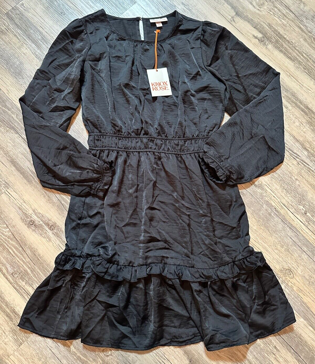 Knox Rose Women's Small Black Satin Long Sleeve Dress Cocktail Party Evening | eBay Knox Rose Women's Small Black Satin Long Sleeve Dress Cocktail Party Evening | eBay