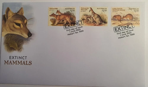 AUSTRALIA 2023 - EXTINCT MAMMALS design set of 3 VF Used on FDC  - in stock now