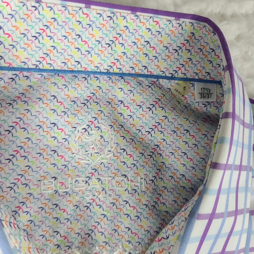 Camisa de vestir Bugatchi Uomo para hombre 17,5 36/37 azul púrpura a cuadros algodón abotonada Foto 4 de 4