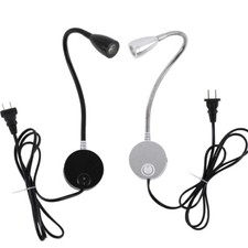 Gooseneck 3W LED Wall Mount Light Headboard Reading Lamp Fixture Plug-in Switch