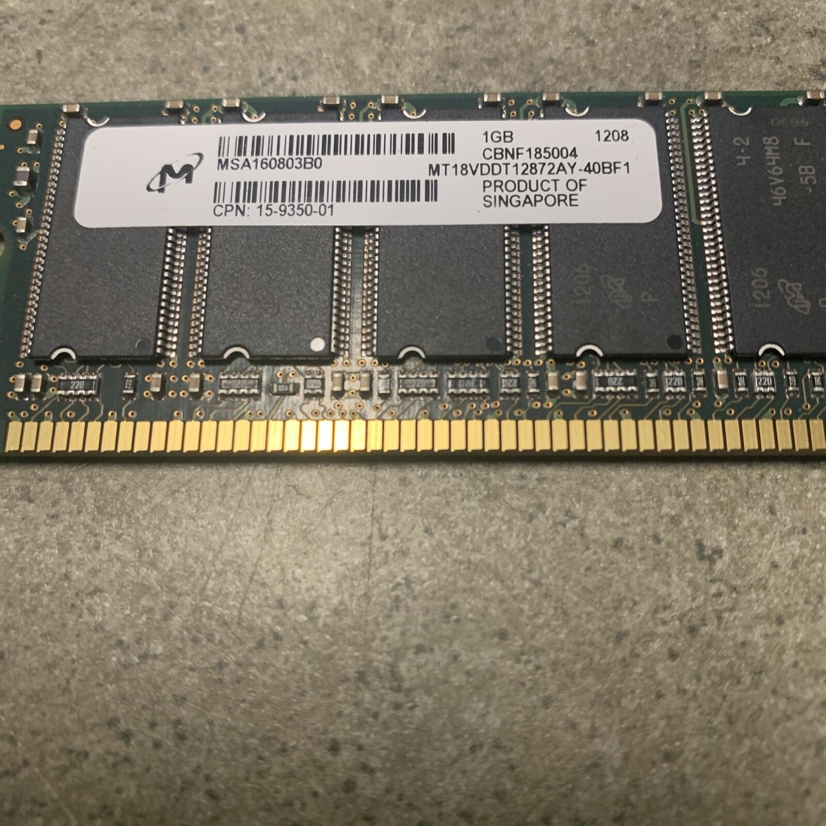 1GB DDR1 PC3200E 3200E DDR1-400 400MHZ 184PIN ECC NON-REG DUAL RANK 1GB DDR1 PC3200E 3200E DDR1-400 400MHZ 184PIN ECC NON-REG DUAL RANK