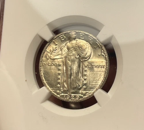 (#102375) Standing Liberty Quarter: 1929 S.  NGC MS 63.  Frosty!     (see video)
