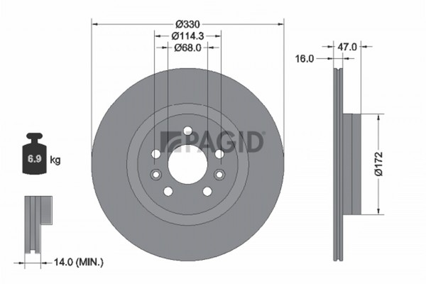 2X Bremsscheibe Pagid 56518NC FüR Renault Rafale Austral Espace 6 RHN Tech 200-image