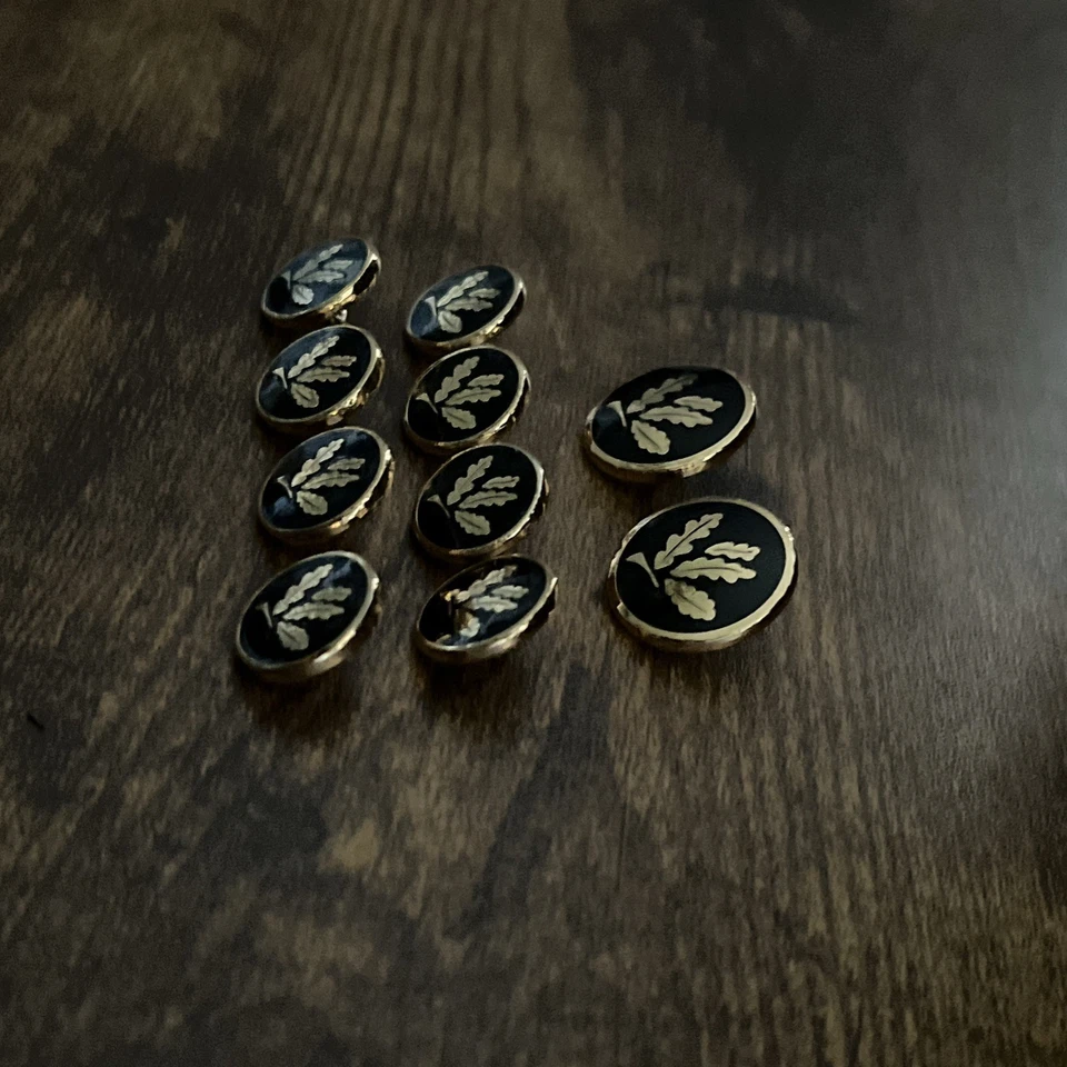 Blazer de repuesto Holland & Sherry botones de caña dorado azul marino esmalte hoja de roble Foto 2 de 4