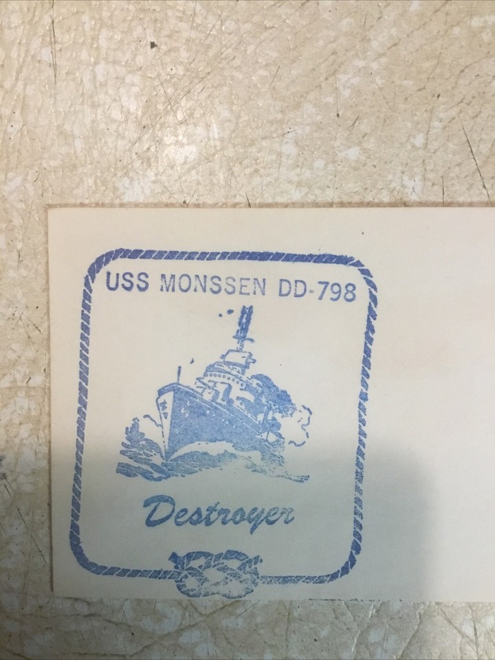 USS Monssen DD 789 Destroyer US Navy Ship Sailor Letter 1952 New York ...