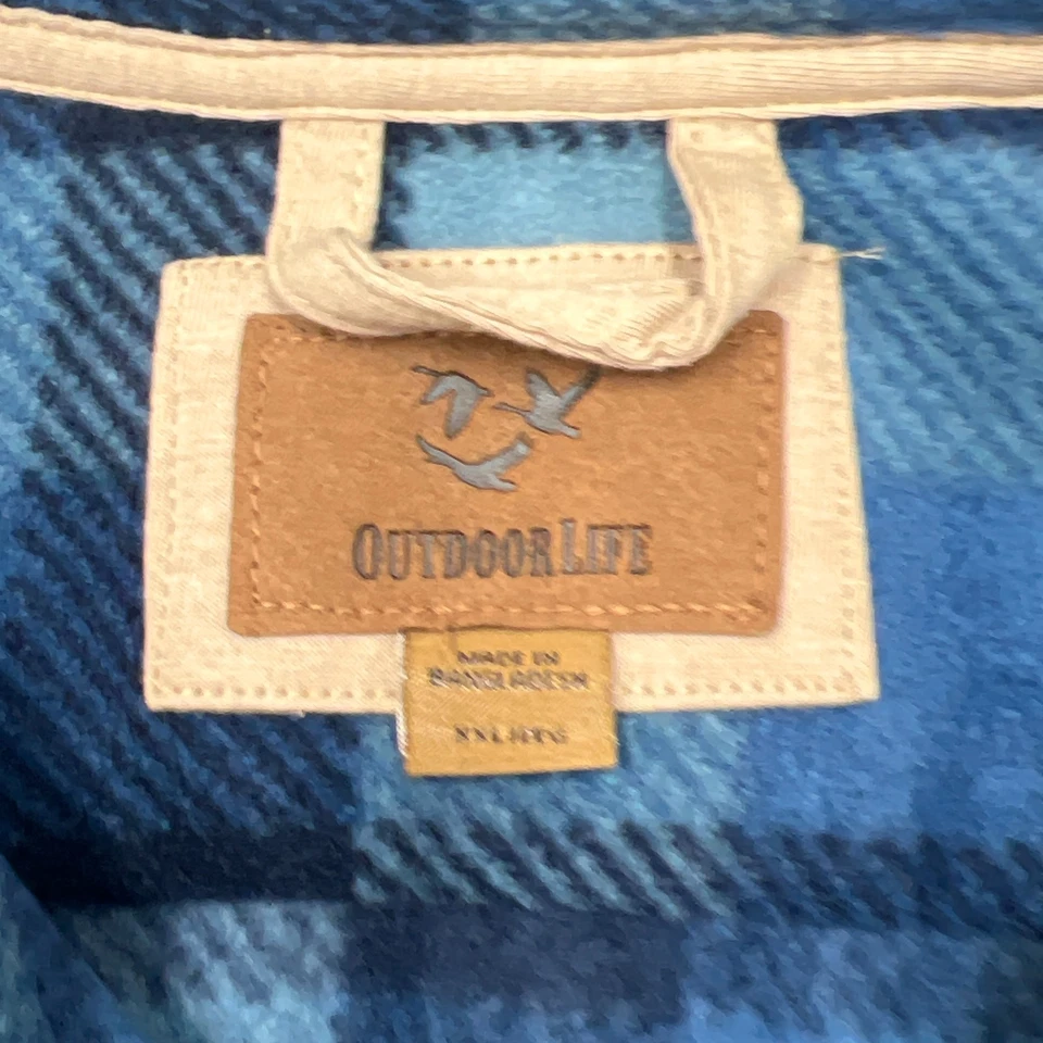 NWT OUTDOOR LIFE Polar Fleece Shirt Jacket Shacket Mens 2XL XXL Blue Plaid NEW - Image 4 of 4