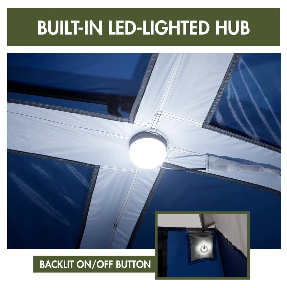 Tienda de campaña Ozark Trail para cabina instantánea para 4 personas - 8' x 7' con buje iluminado LED incorporado Foto 3 de 4