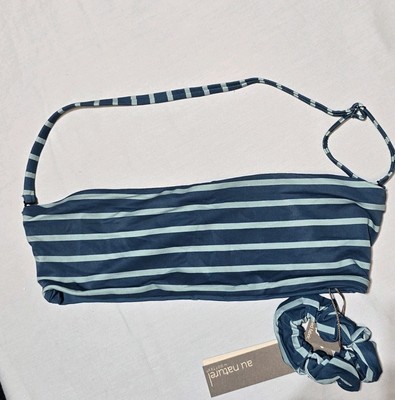 Gottex Women's Au Naturel Bandeau Bikini Bra Blue Striped 4 New