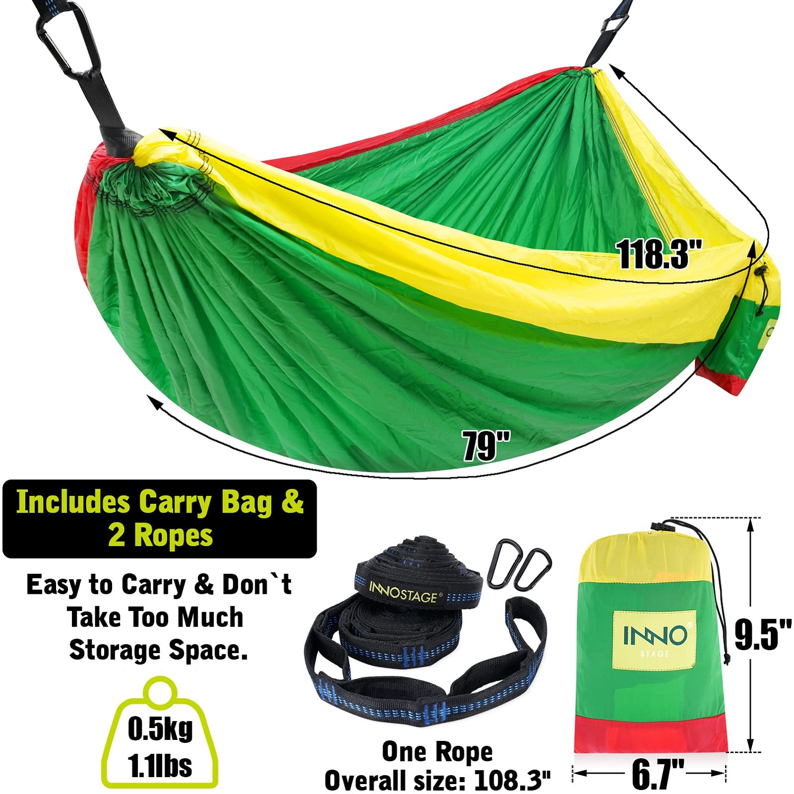 INNO Stage Camping Hammock - Portable Hammocks Double with 2 Tree Straps, Lig...