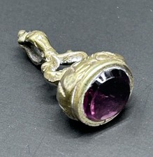 Antique Victorian Fob Seal / Wax Seal / Signet Gilt Metal with Amethyst ?