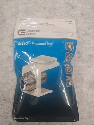 10-Pack CE-Tech 2.4GHz Coax F-Connectors Snap-in Keystone Jack White