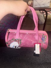 NEW  ED HARDY 3 IN 1 COSMETIC SEE-THRU SKULL/BUTTERFLIES SHOULDER BAG  NWT