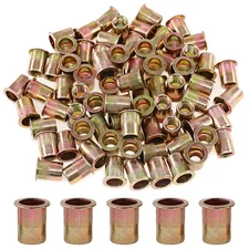 Glarks 50Pcs 3/8-16UNC Zinc Plated Carbon Steel Rivet Nut Flat Head Rivnut