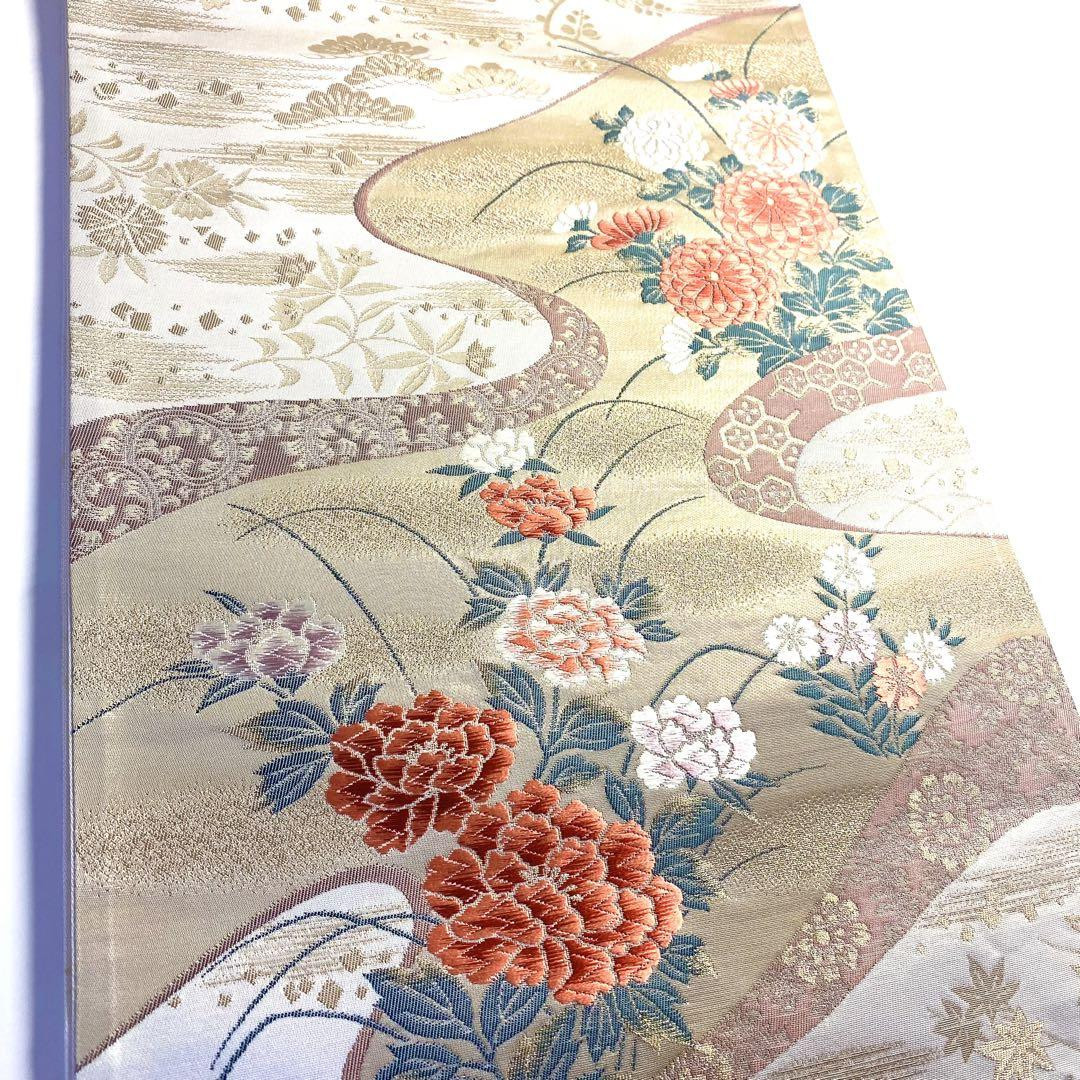 Obi 4K2455 Fukuro Obi Silk Nishijin Weave Rinpa Pure Gold Obi 4K2455 Fukuro Obi Silk Nishijin Weave Rinpa Pure Gold