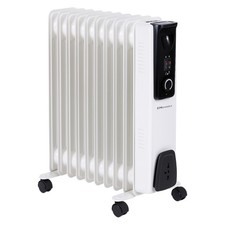 EMtronics 11 Fin Oil Filled Portable Heater Radiator, Thermostat - White Grade A