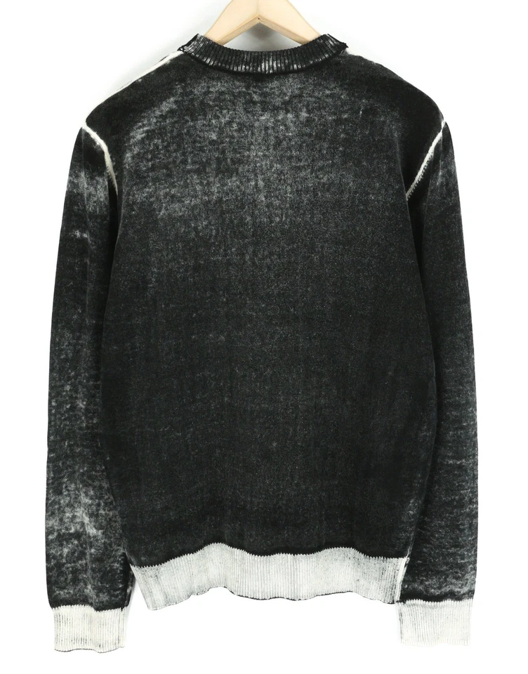 DIESEL K-Larence Men Jumper L Black Washed Effect Crew Neck Cotton Knitt RRP225 - Image 4 of 4