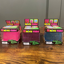 NeeDoh Nice Cube Super Solid Squish Squeeze Toy Set Pink Purple Blue Lot of 3